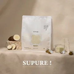 SUPURE 木薯貓砂官方產品包裝，用來比較木薯砂、豆腐砂與礦砂的材質差異